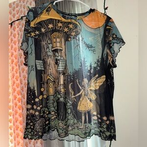 Believe in Magic Short Sleeve Mesh Top